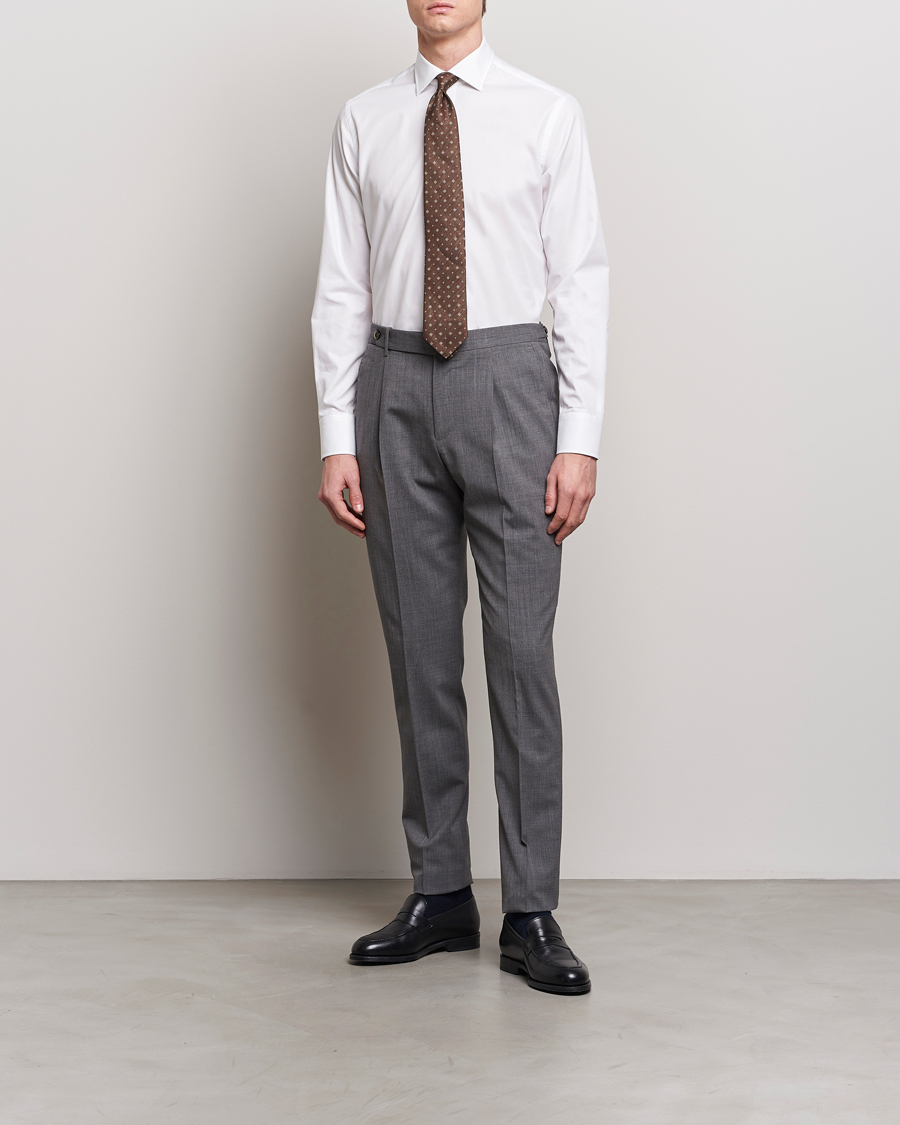 Grigio Cotton Twill Dress Shirt White