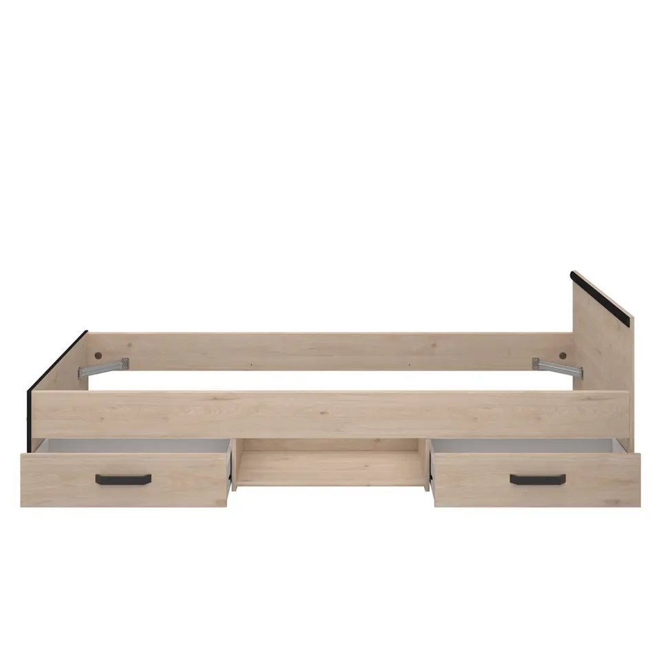 Bed Natan incl. lades - eiken/zwart - 90x200 cm