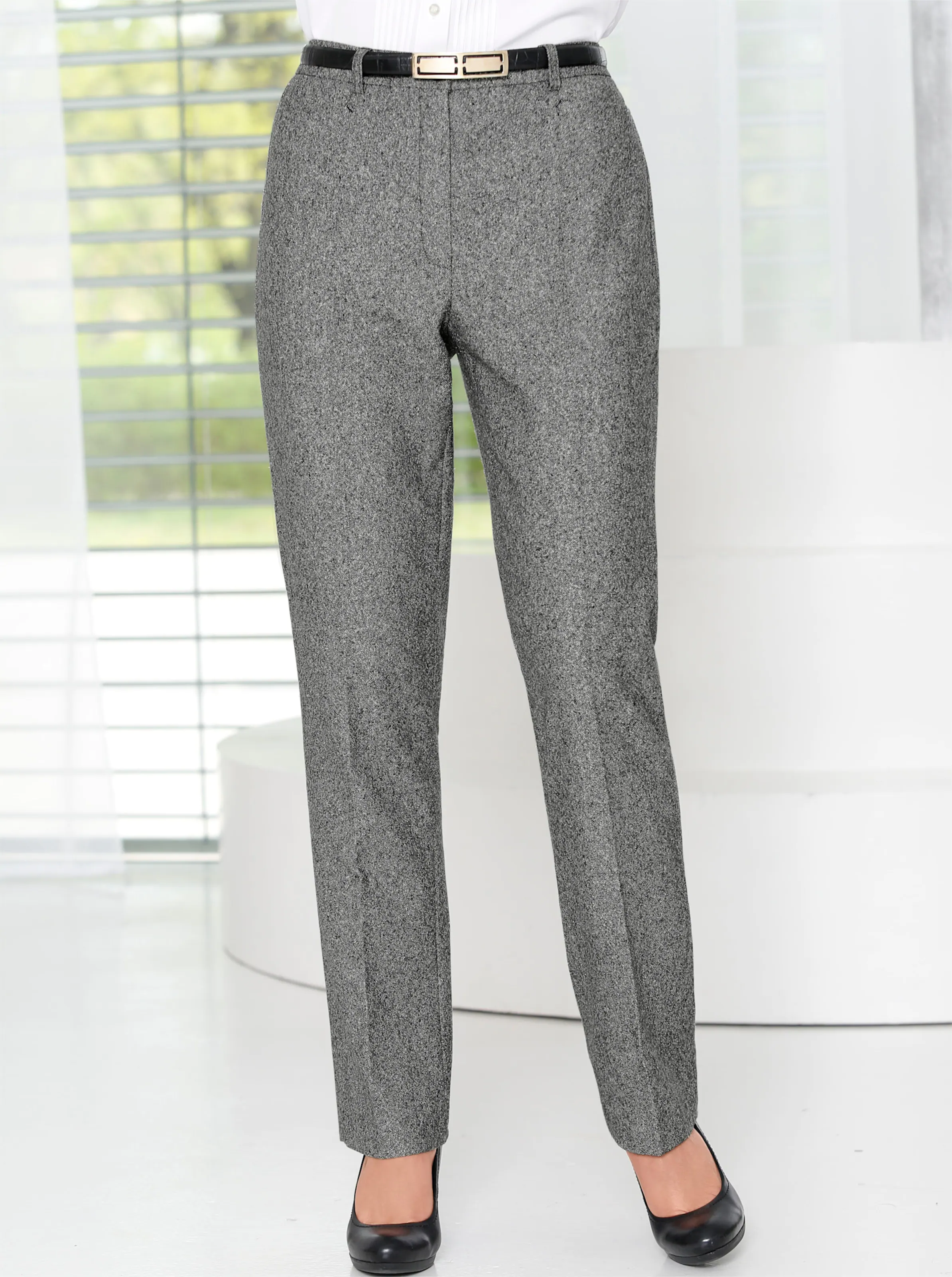 Come on Bügelfaltenhose in schwarz-weiß Fil a Fil