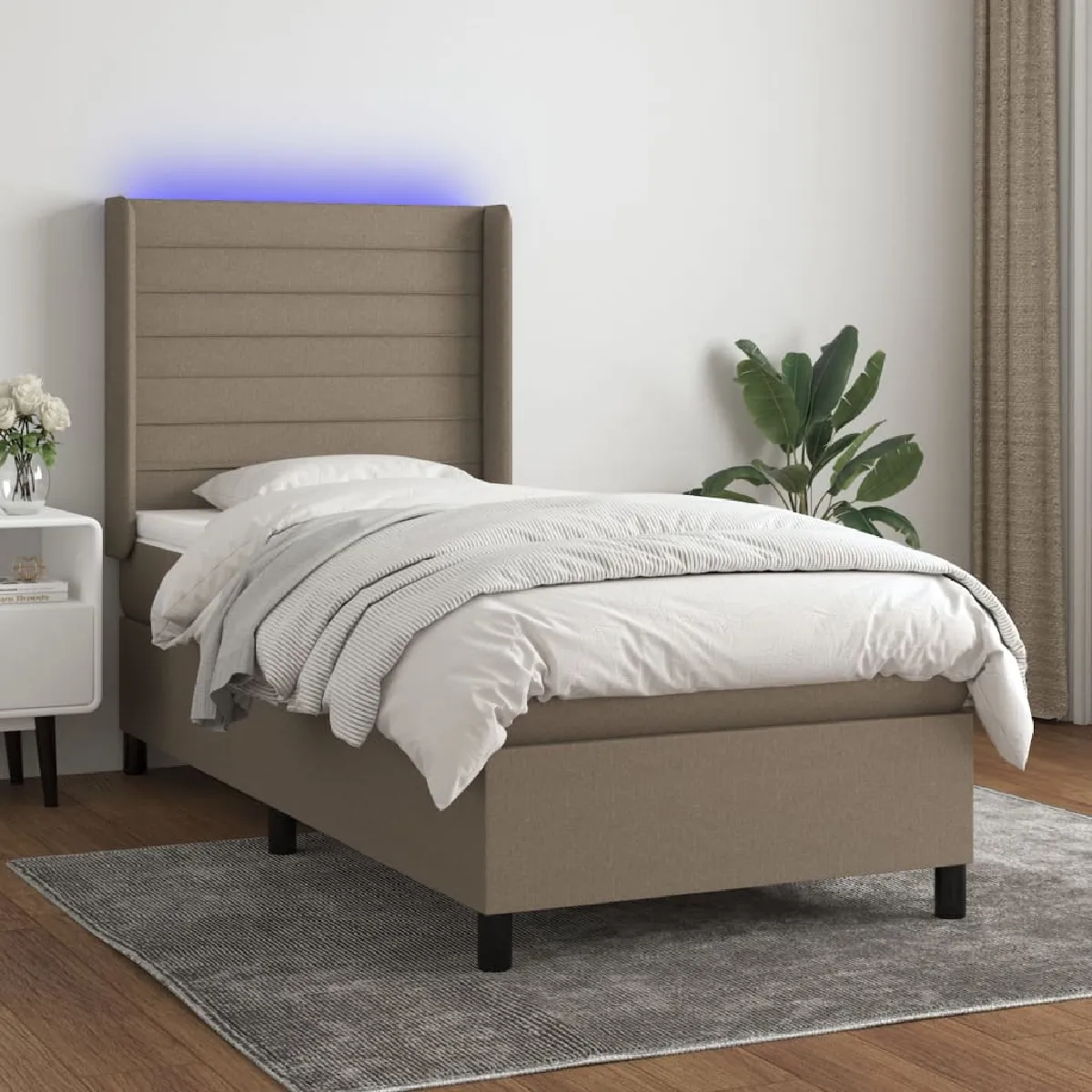 vidaXL Sommier à lattes et LED - Taupe