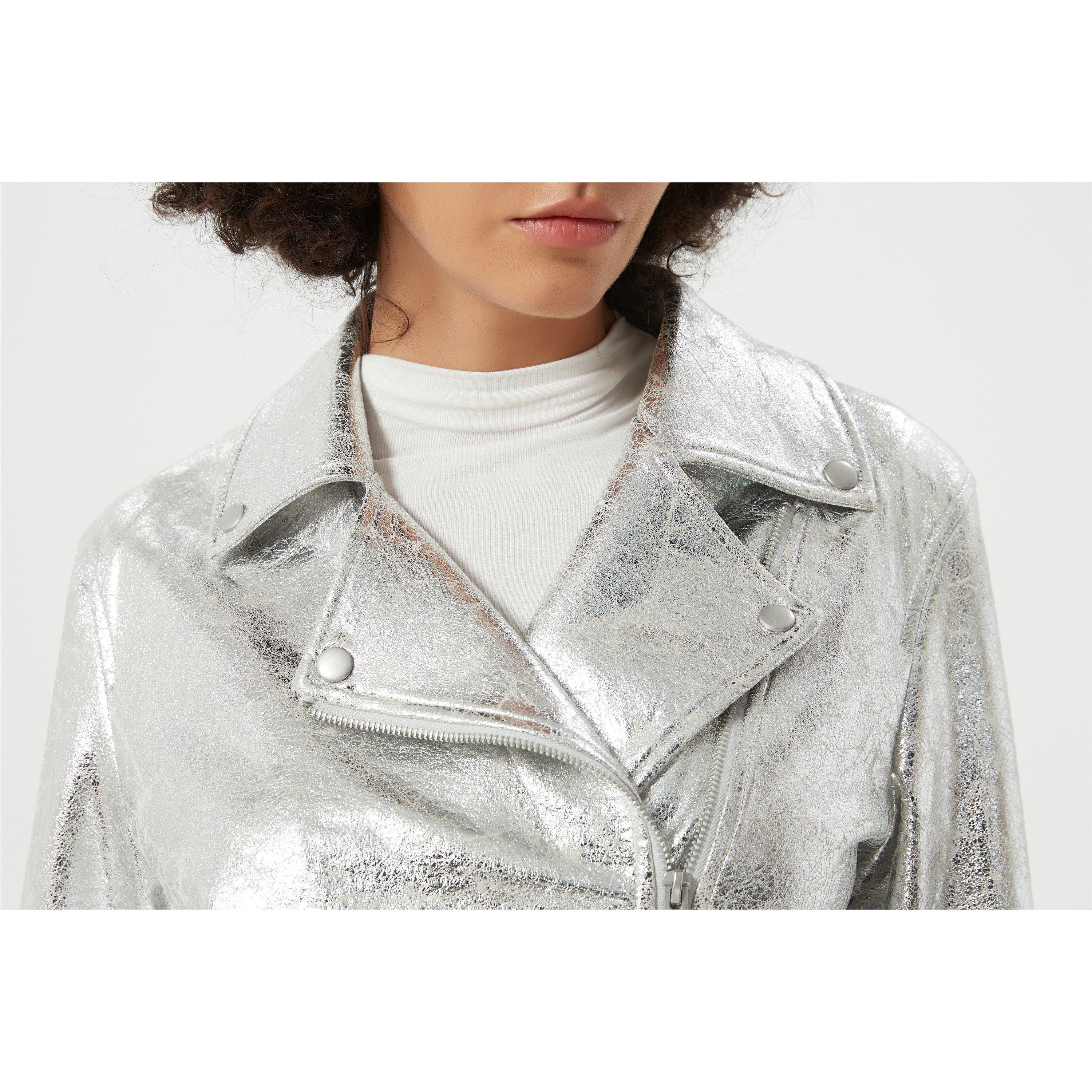 Be You B Metallic Biker Jacket