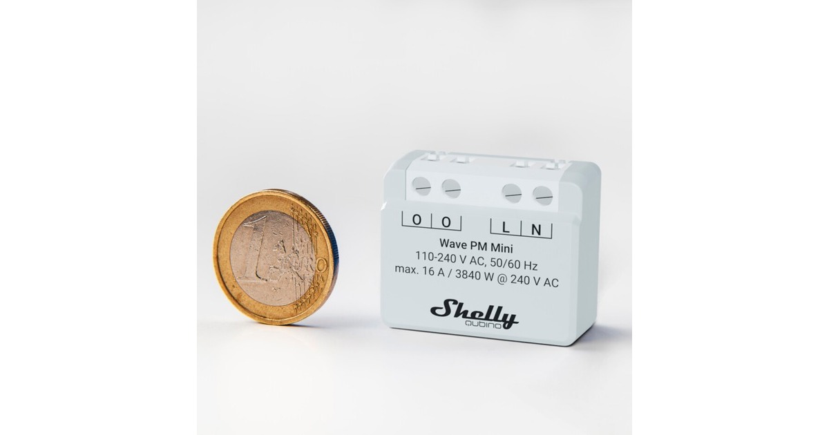 ShellyQubino Wave PM Mini relais  (Lichtgrijs/wit, 1-kanaals, Z-Wave)