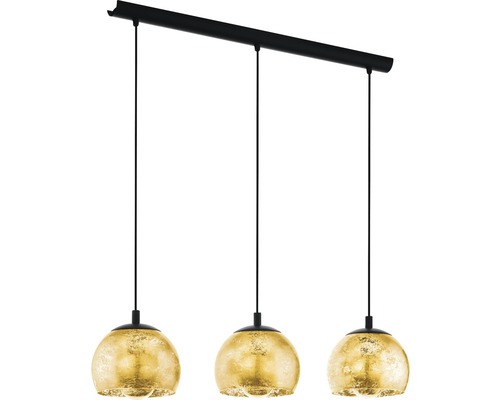 Hanglamp, 3-lichts, HxL 110x78 cm, zwart/goud