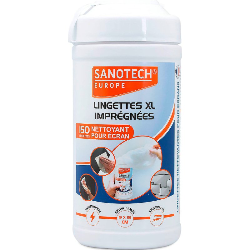 Boîte 50 grandes lingettes nettoyantes pour écrans Sanotech