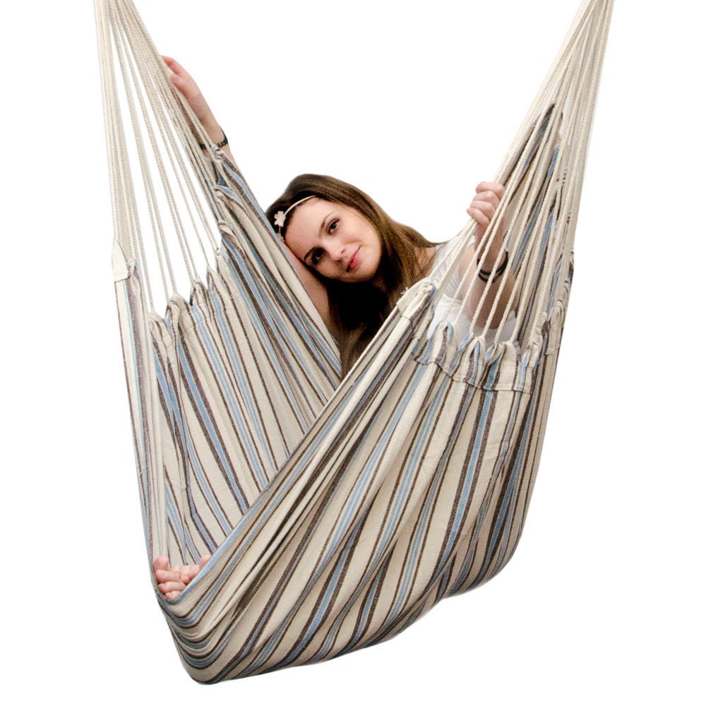 XXL Hangstoel Relaxstoel 185x130cm tot 150kg Mediterraans Gestreept