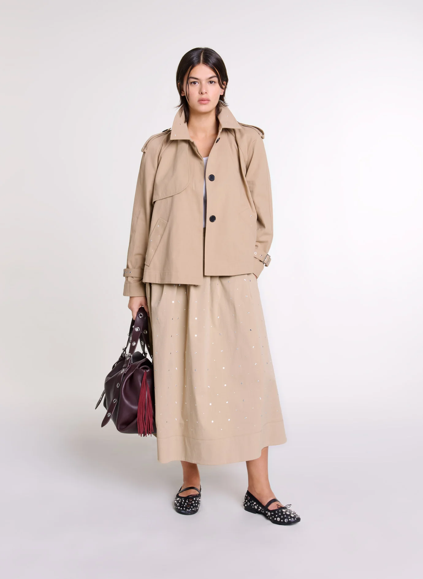 Veste courte déperlante en coton | Beige