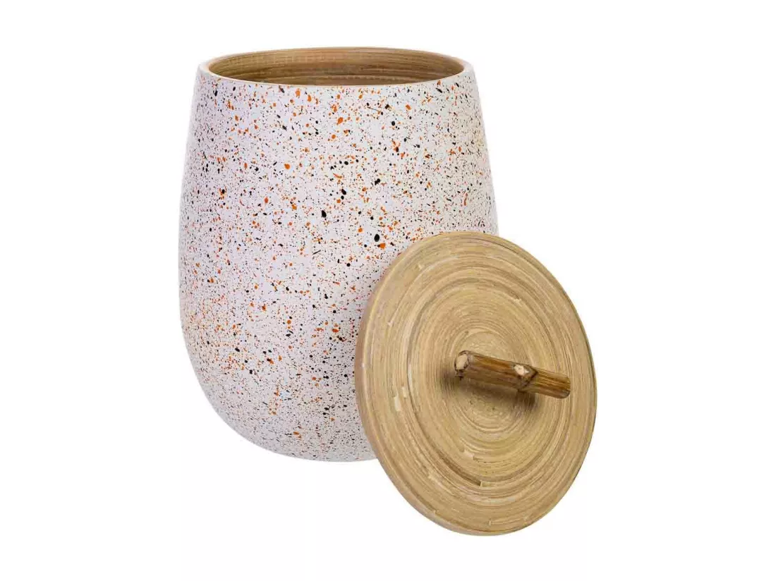 Coffret déco en bambou gris D14x19h cm