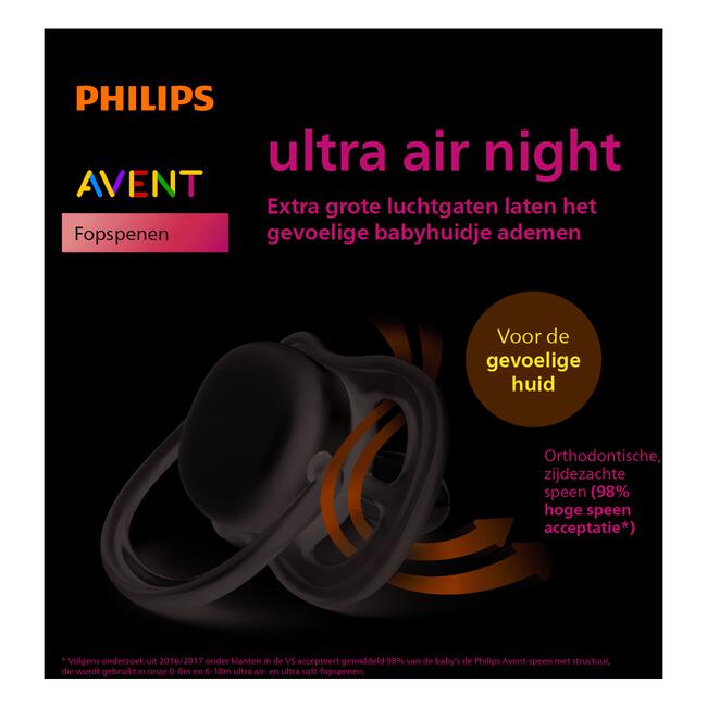 Philips Avent Soother Air Nighttime 6-18M BX2