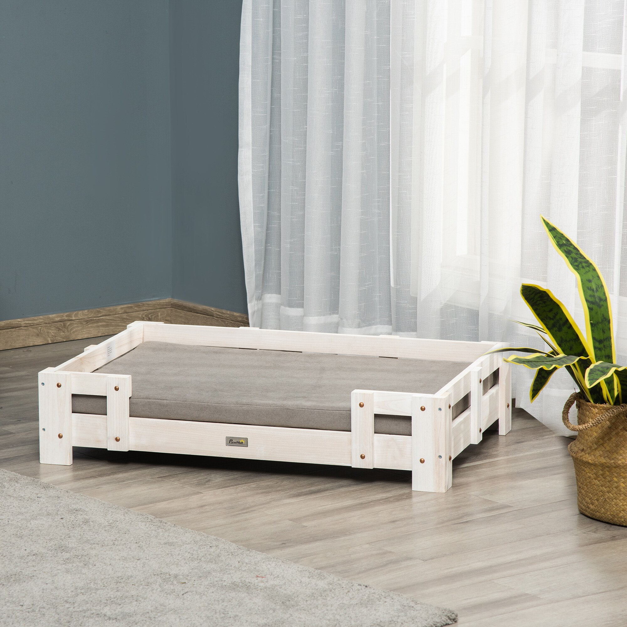 PawHut Hundebett mit Kissen bunt 90L x 60B x 20H cm
