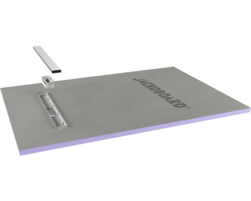 Betegelbaar douche-element JACKOBOARD® Aqua Line easy 90 cm x 180 cm x 5 cm grijs structuur