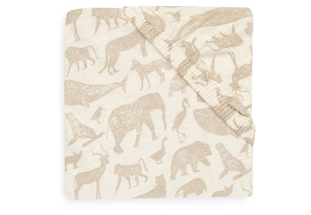 katoenen jersey wieg hoeslaken 40/50x80/90cm Animals - Nougat