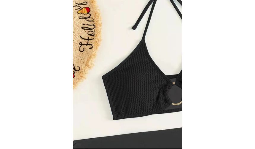 CUCURBIT - Set: Halter Bikini Top met Uitsnijding + Bikini Broekje + Trekkoord Cover Up