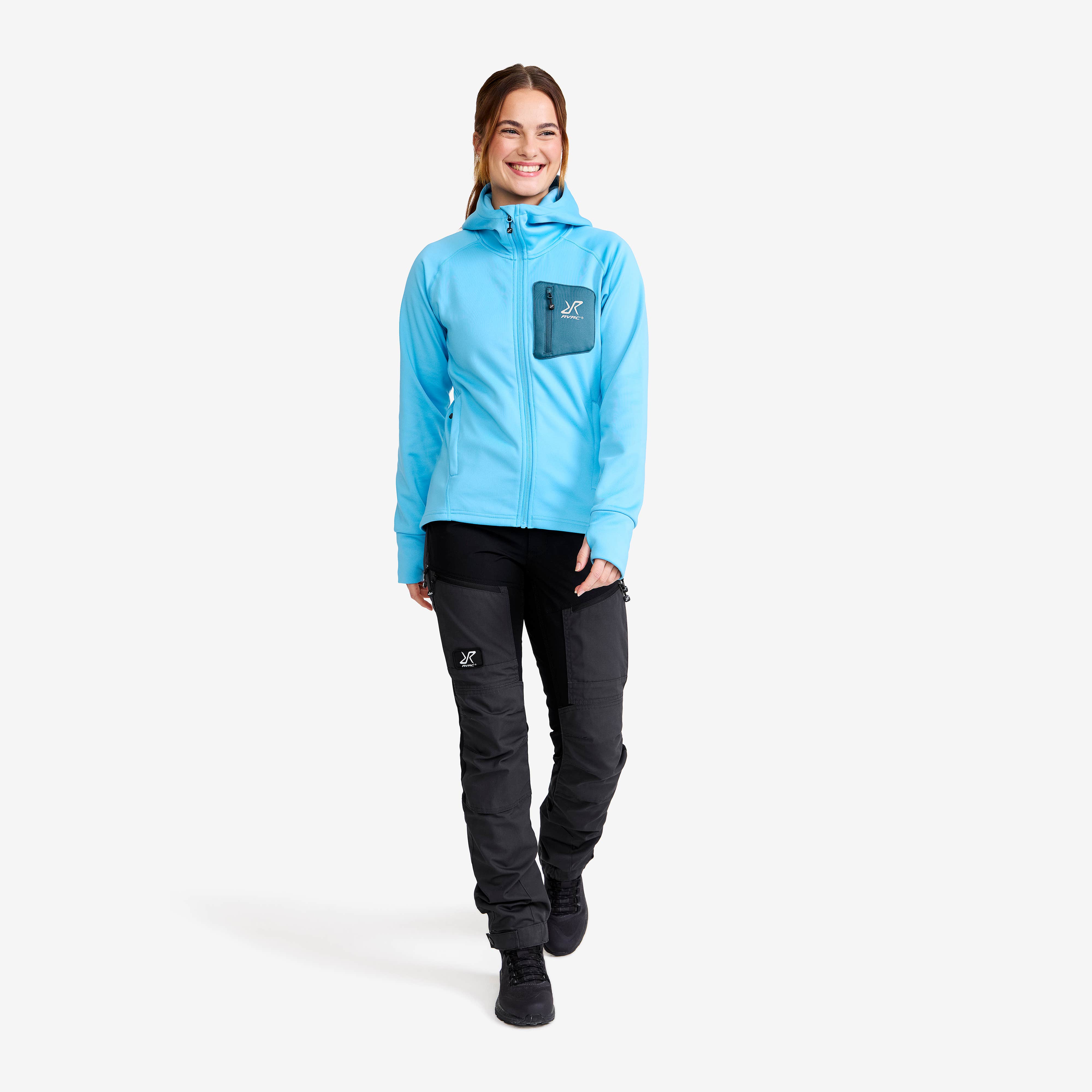 Evolution Stretch Fleece Hoodie Dame Alaskan Blue