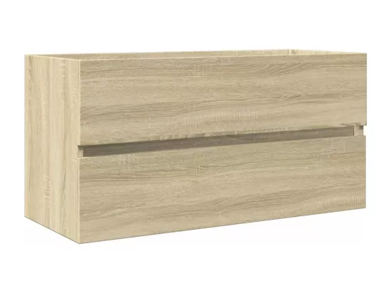 Ensemble de meubles de bain 2pcs céramique et bois d'ingénierie