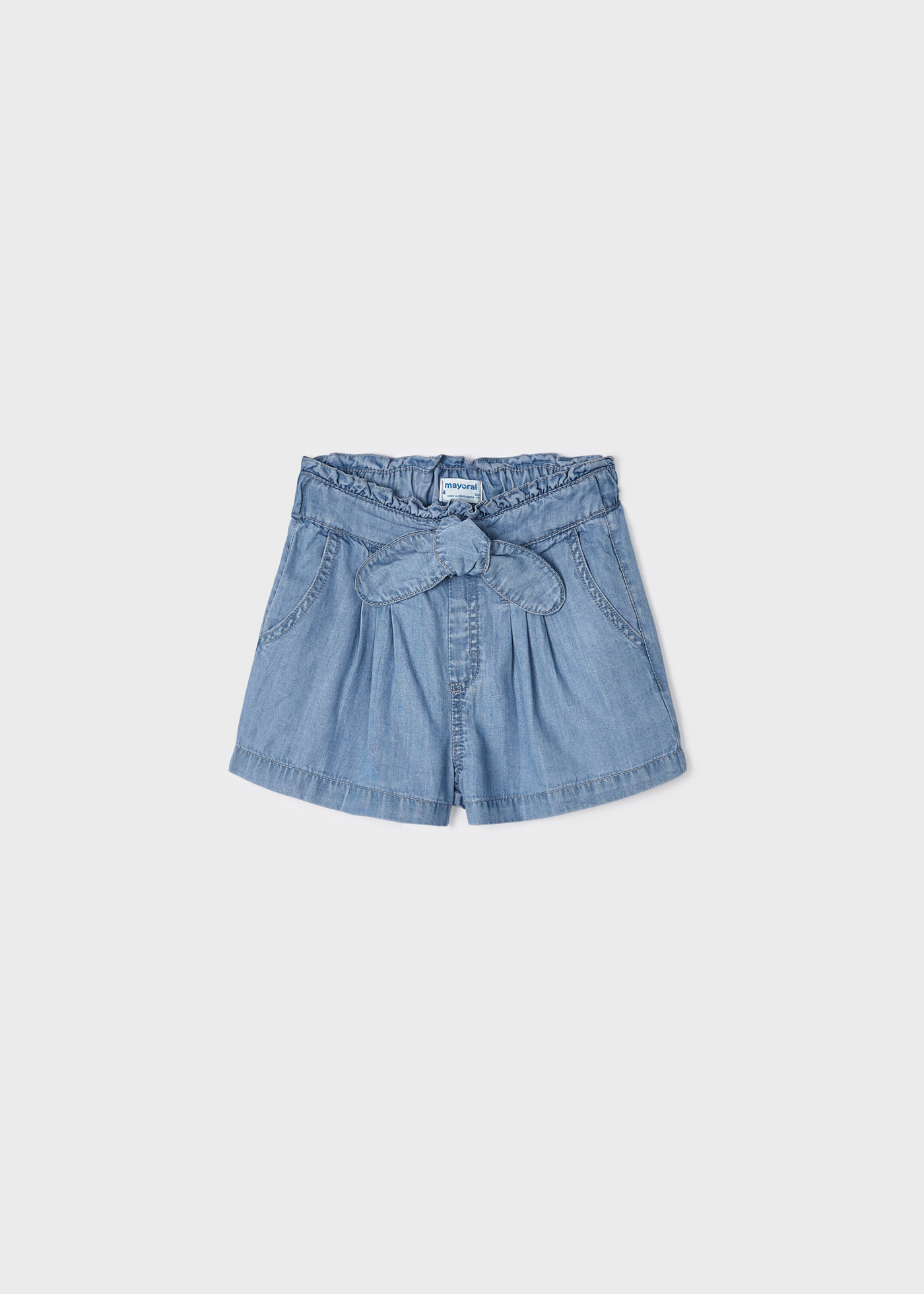 Shorts fluidos para meninas com amarração, confeccionados em TENCEL™ Lyocell.
