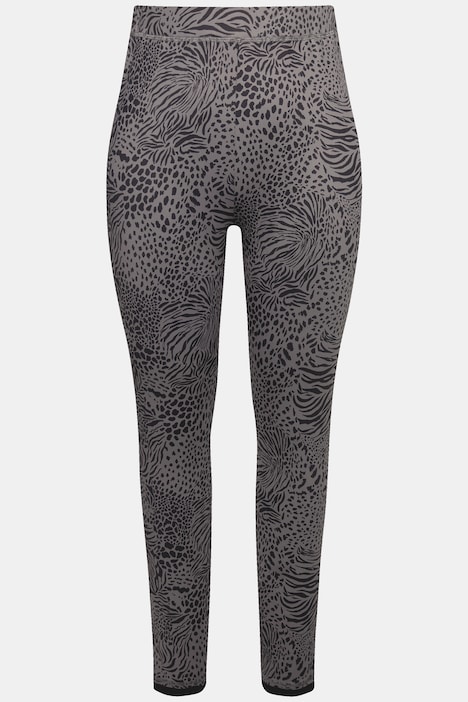 Leggings, Leomuster, schmales Bein, Mesh-Saum