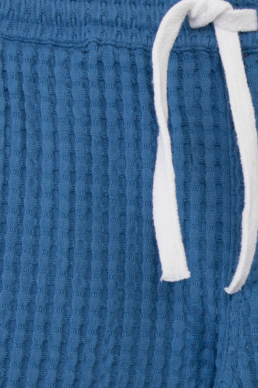 Blauwe pull on short met wafelstructuur