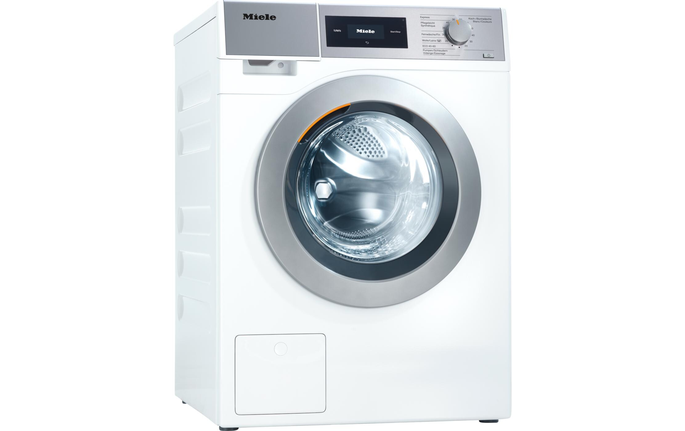 Waschmaschine PWM 300-08 CH [EL DP] Rechts<br>Leistungsstarke, kompakte Waschmaschine für den gewerblichen Einsatz mit elektrischer Beheizung und integrierter Ablaufpumpe