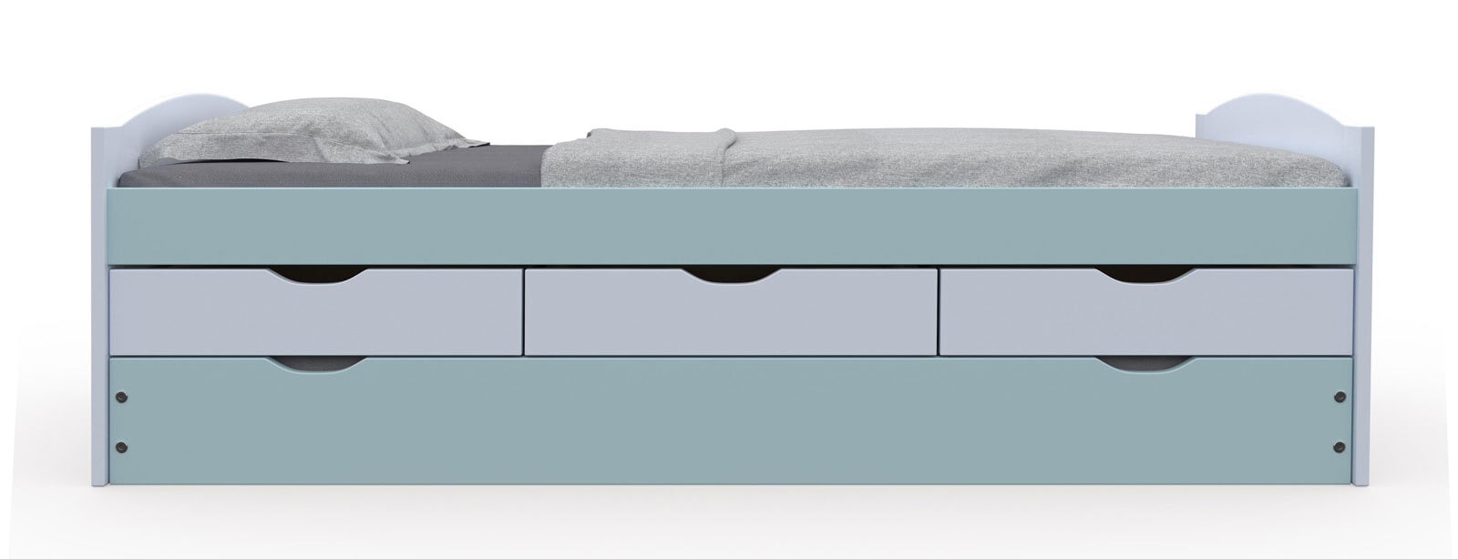 Stauraum-/Funktionsbett Kilian 90 x 200 cm weiß/pastellgrün