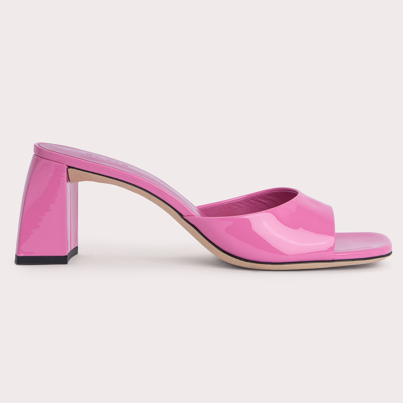 By Far Mules en Cuir verni Romy roses - Talon 7 cm