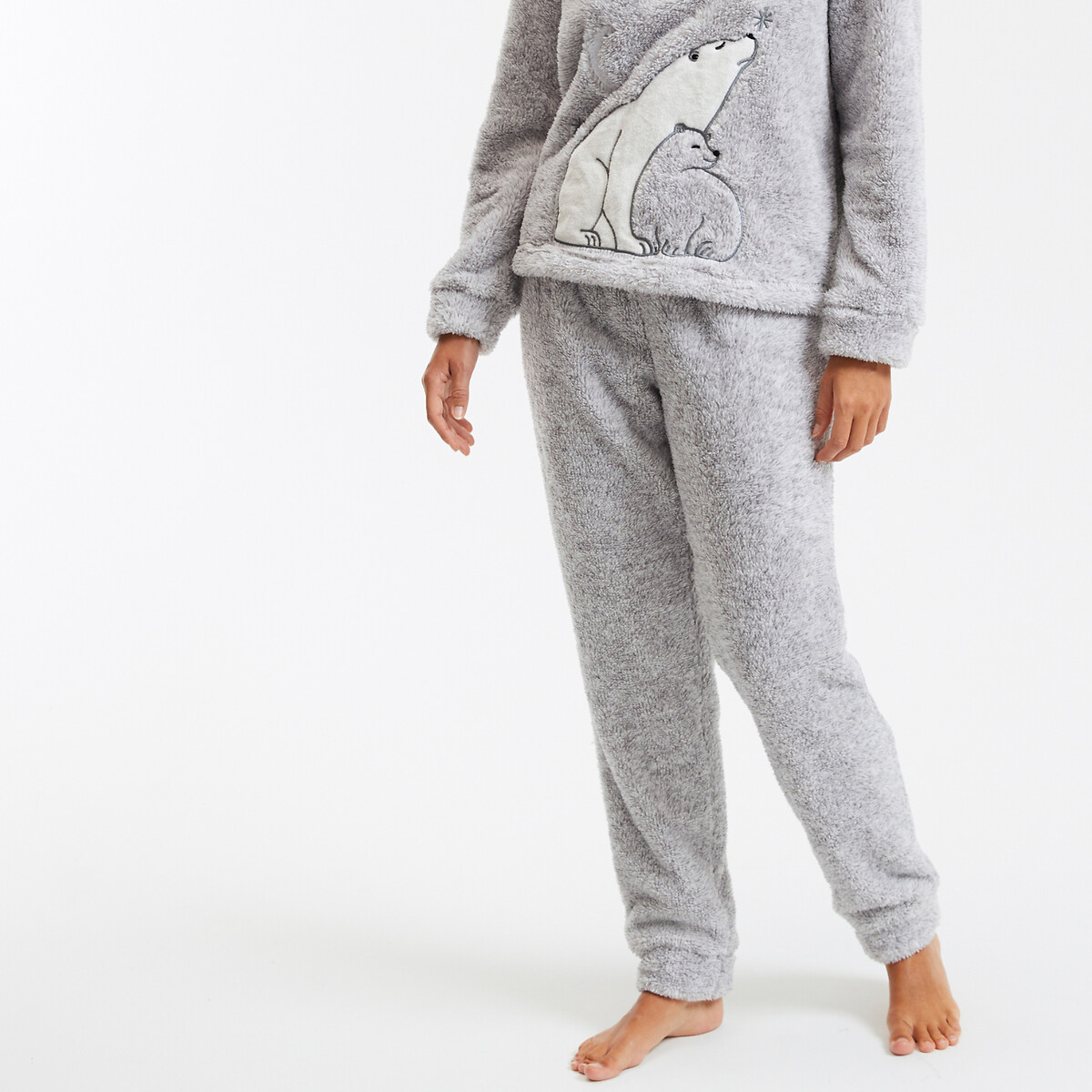 SO'HOME<br>Pijama de sherpa com urso polar bordado