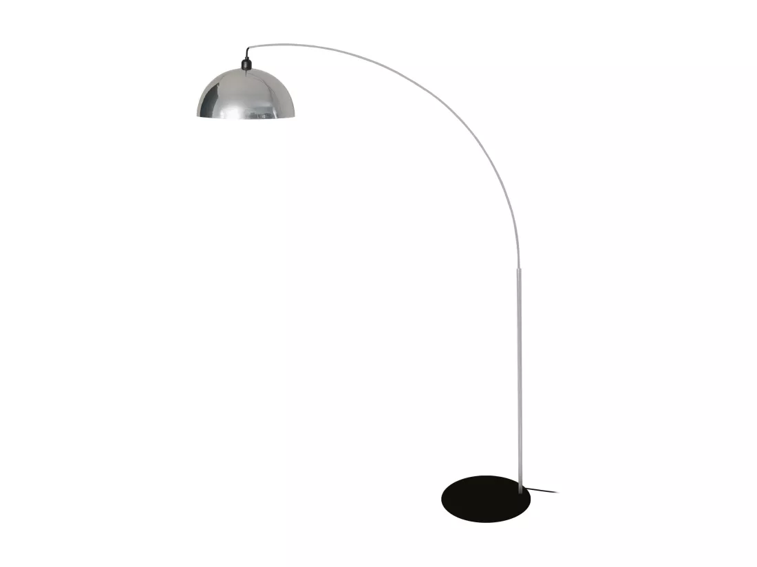 Lampadaire curve métal aluminium 190 cm.