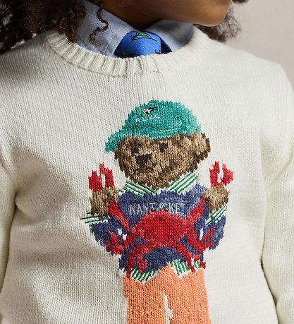 Polo Ralph Lauren Bluse - Strick - Weiß m. Kuscheltier
