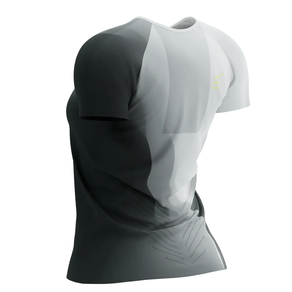 Compressport Performance Hardloopshirt Korte Mouwen Zwart/Wit/Geel Dames
