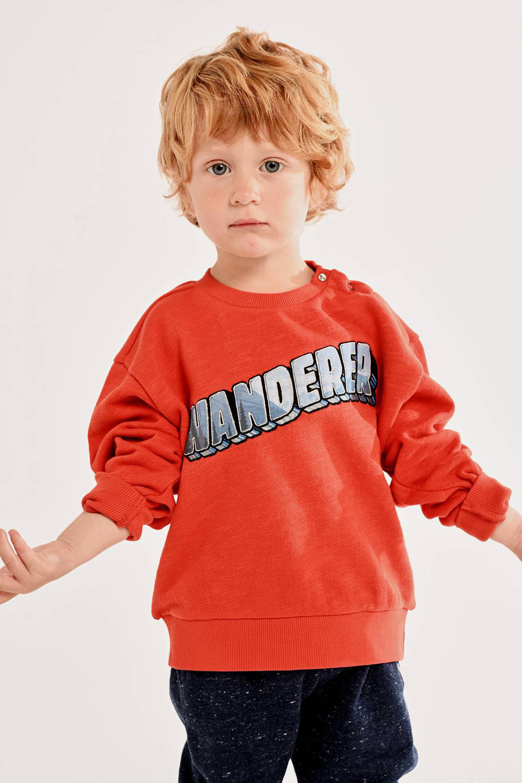 Tumble 'n Dry sweater Arctic met tekst oranjerood
