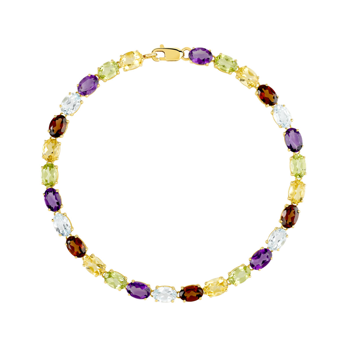 Bracelet or 375 jaune pierres fines 19 cm
