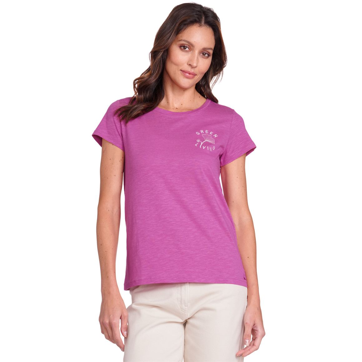 Gina Collection Damen T-Shirt mit Frontprint pink