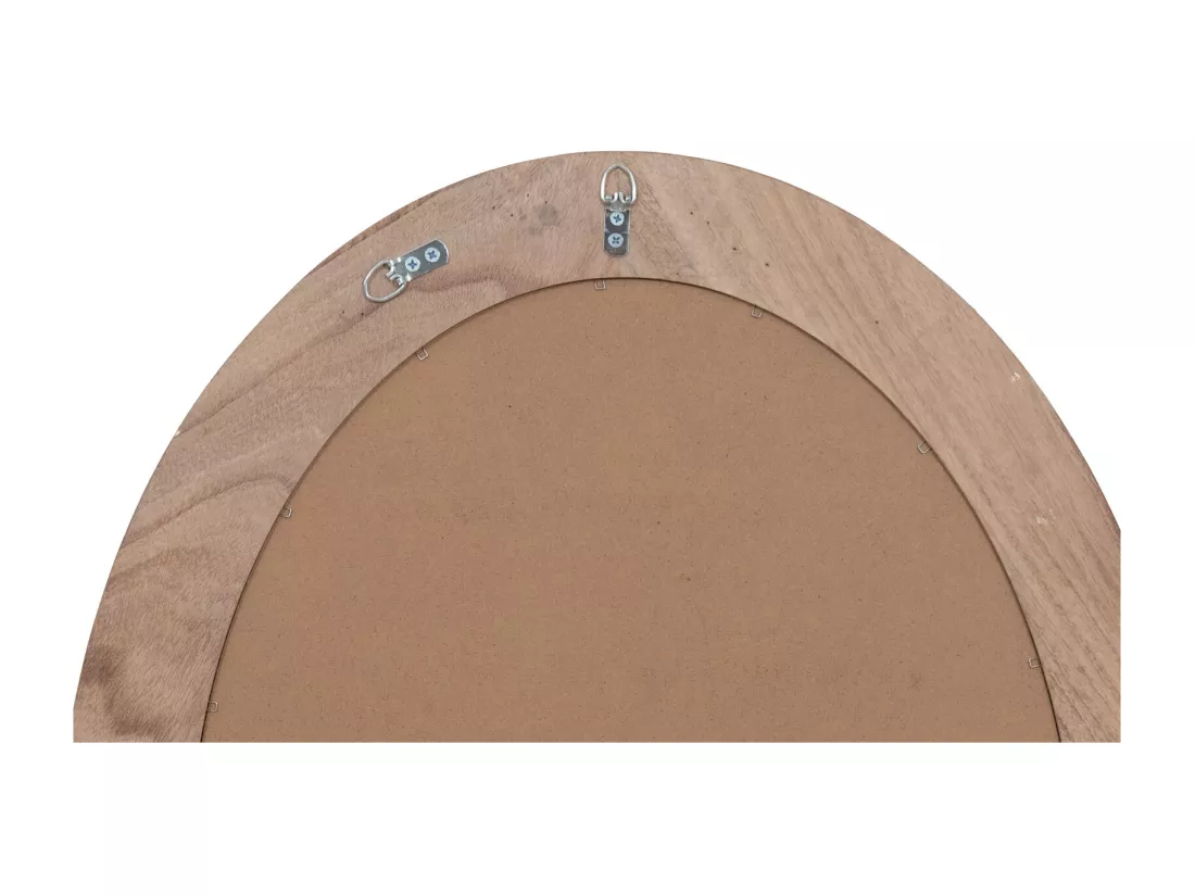 Miroir mural rond doré de salle de bain - Bois - 84x64 cm