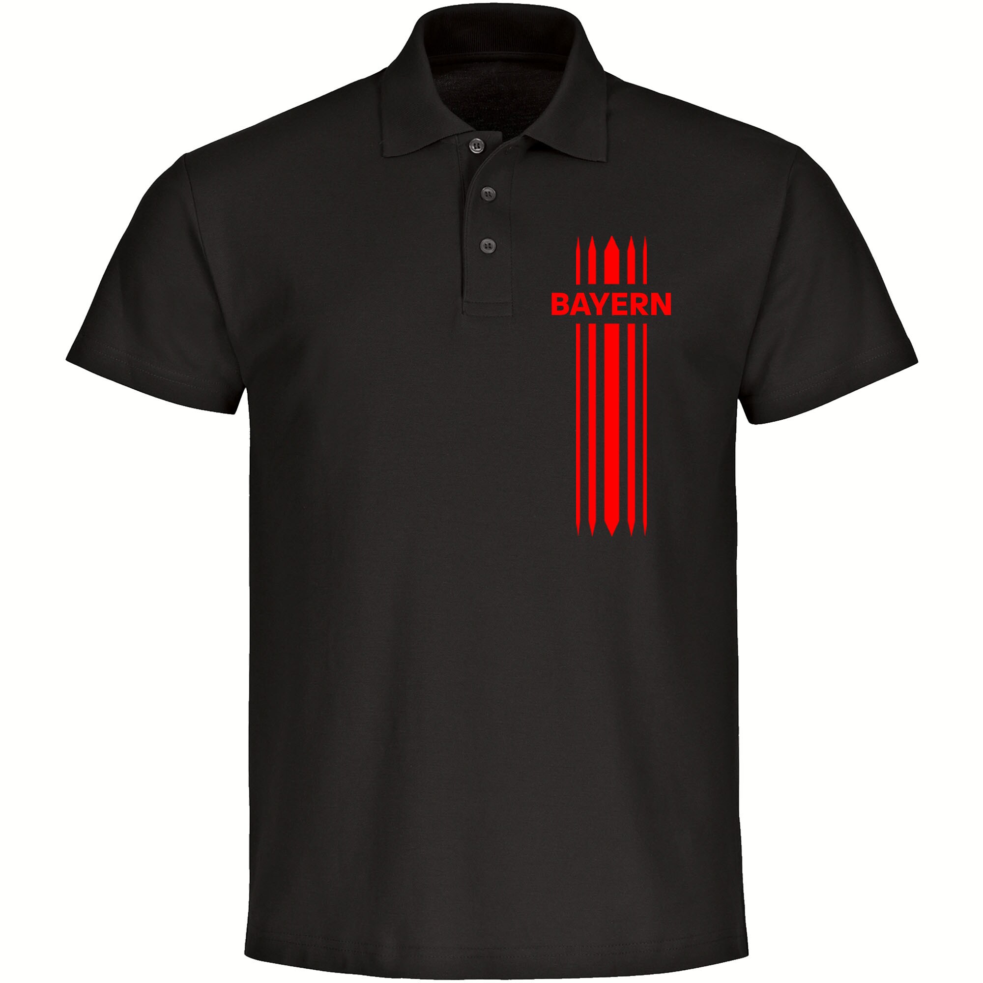 multifanshop® Poloshirt - Bayern - Streifen - Druck rot