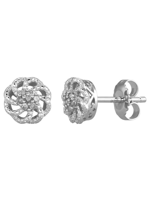 Brillant-Ohrstecker, Brillianten, Silber 925