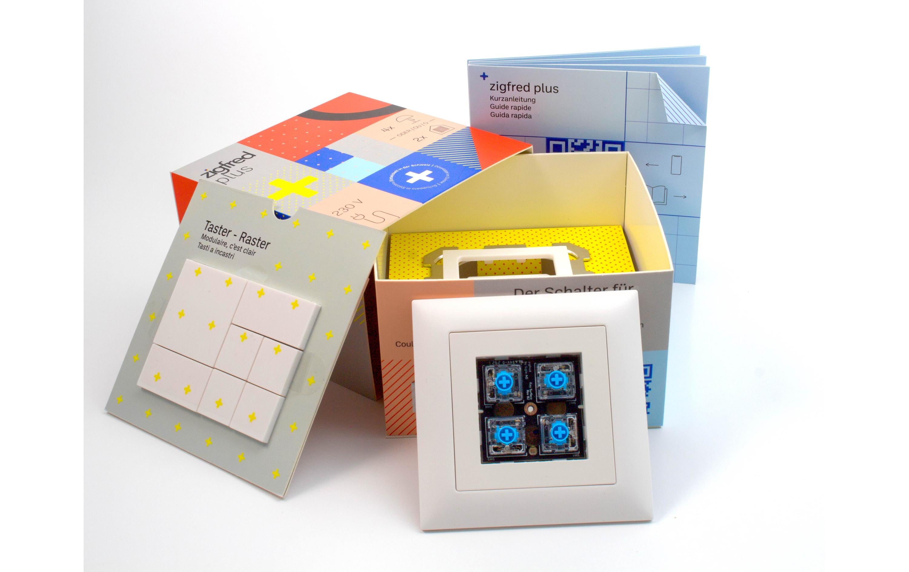 Smart Home zigfred plus Komplett-Set Weiss Unterputz<br>Smart Home Unterputz-Schalter mit Bluetooth und Zigbee Konnektivität