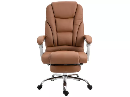 Chaise de bureau - Similicuir & Métal chromé - Marron clair - Pacific
