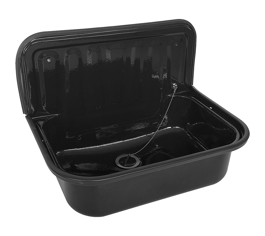 Mueller Black uitstortgootsteen met afvoerstop zwart glans 50x33x37cm