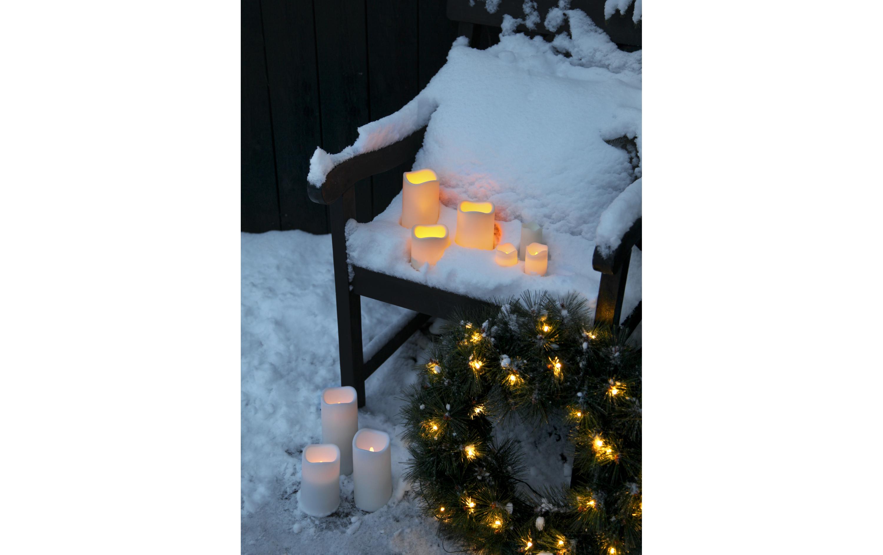 LED-Kerze Pillar Paul Ø 10 x 23 cm, BeigeLED-Kerze für den Aussenbereich