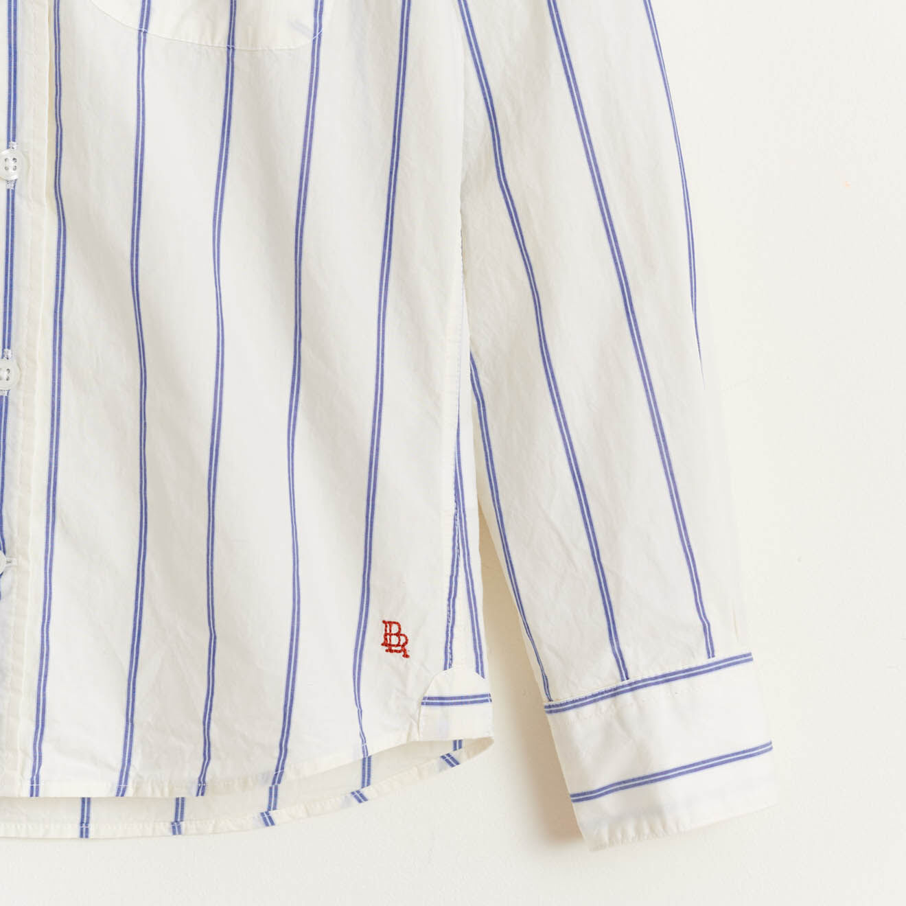 Bellerose Chemise en Coton Ganix rayée blanc/bleu