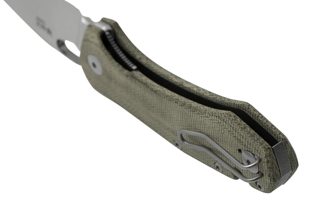 GiantMouse ACE Atelier, Elmax, Green Canvas Micarta zakmes