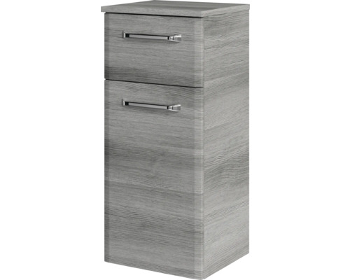 Pelipal Quickset 328 badkamermeubelset (B x H x D 175 x 200 x 39 cm), grafiet getextureerde fronten (horizontaal patroon), met witte glazen wastafel, hoge kast, onderkast en bovenkast (328.120009)