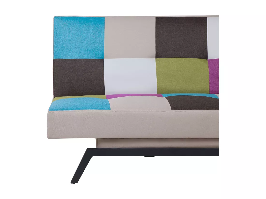 Canapé convertible 3 places en tissu patchwork LEEDS