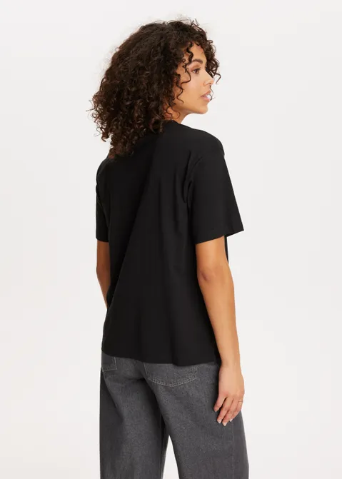 T-shirt met merk logo zwart (ZWART)