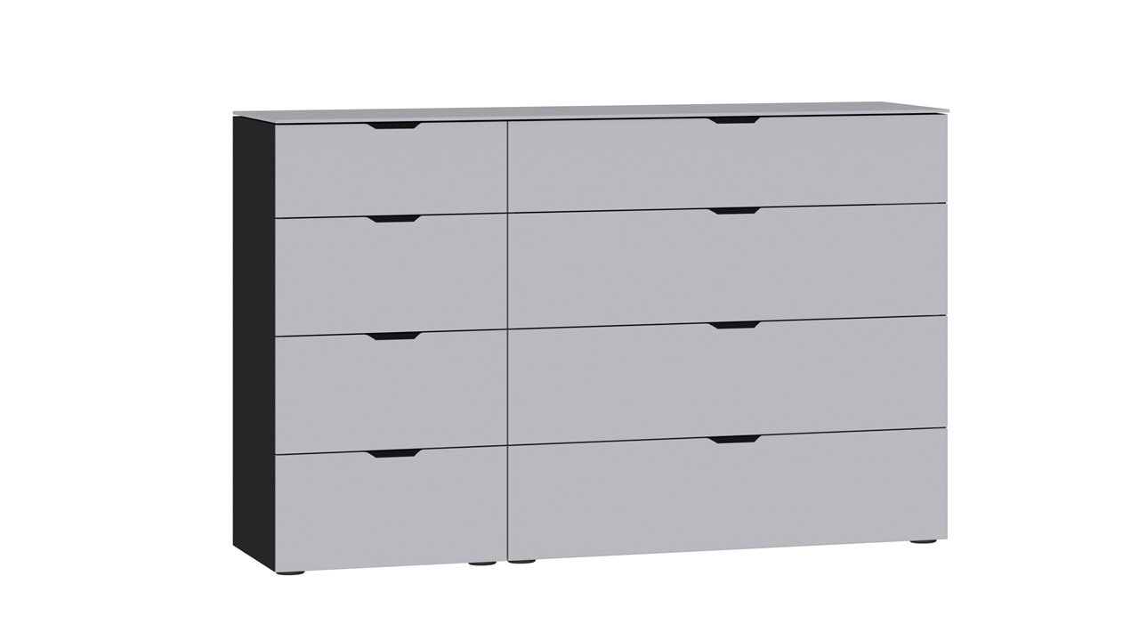 Commode Switchline 8 laden novazwart/glas helder grijs