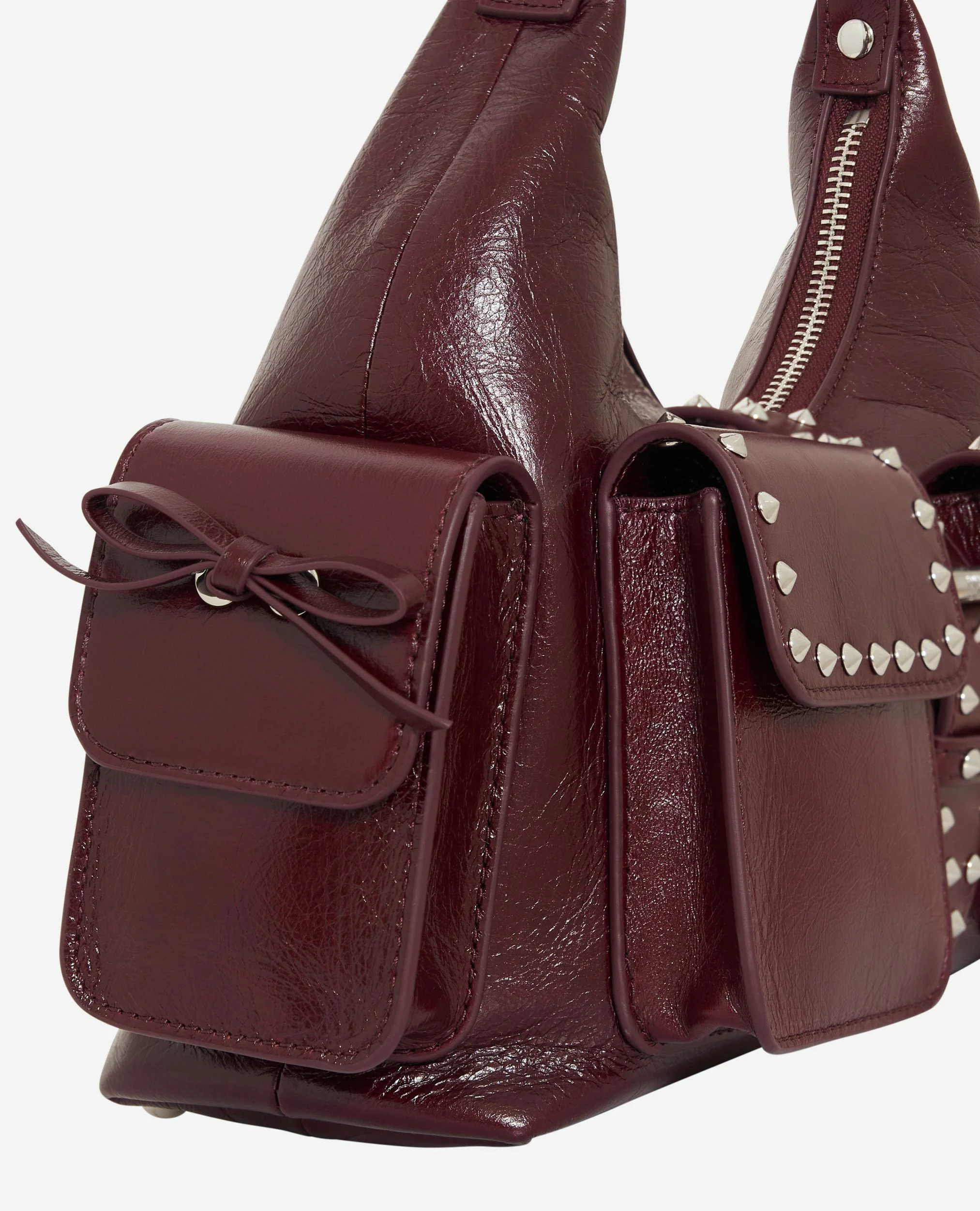 Sac Amelia en cuir craquelé bordeaux