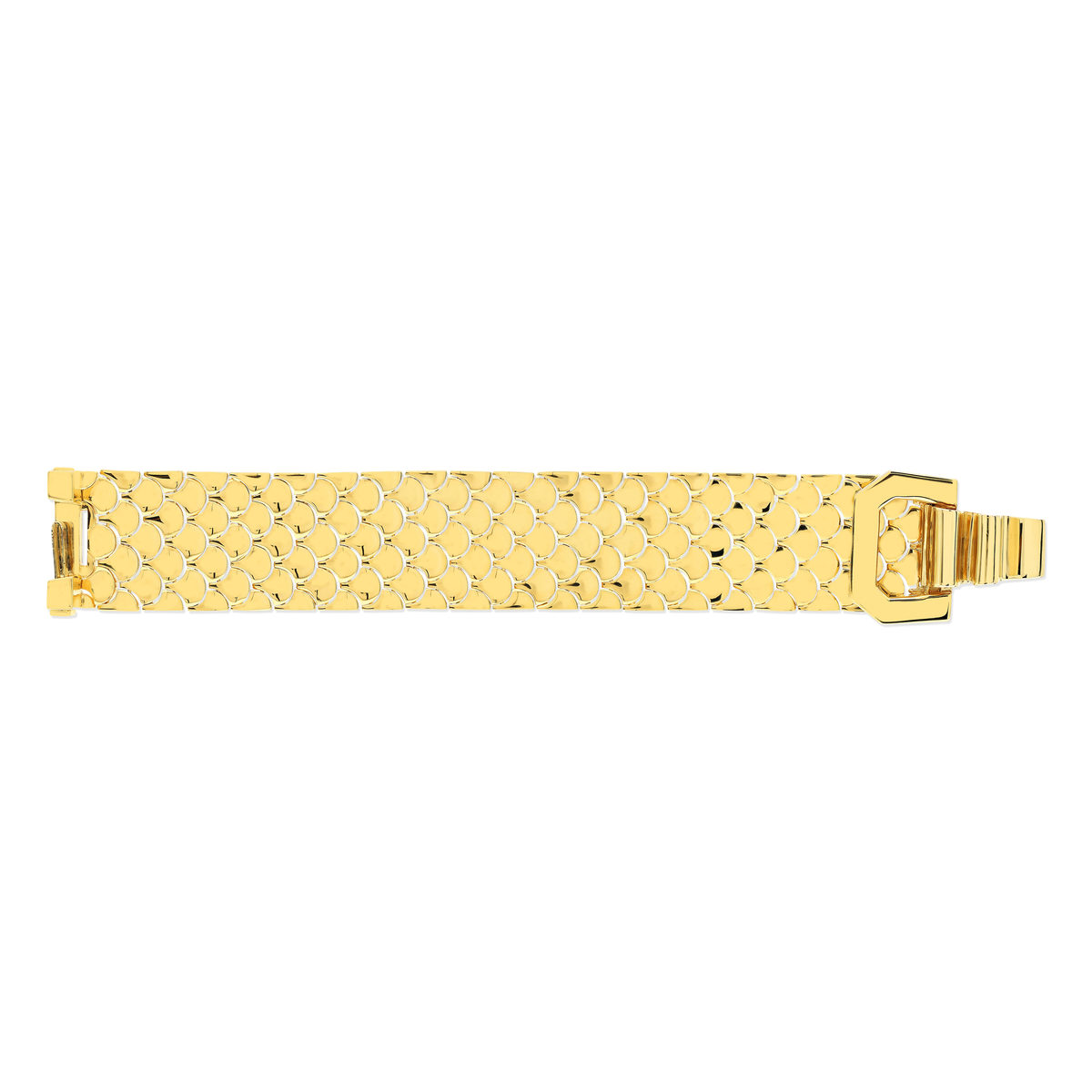 Bracelet maille plaqué or jaune écailles 18cm