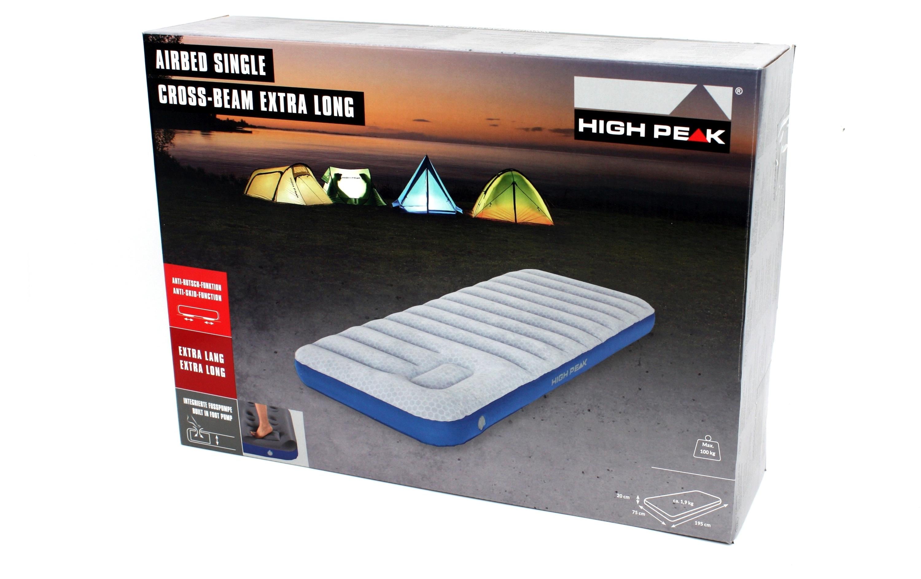 Luftbett Cross Beam Single Extra Long, 195 x 75 x 20 cmLanges Luftbett ideal für Camping und als Gästebett