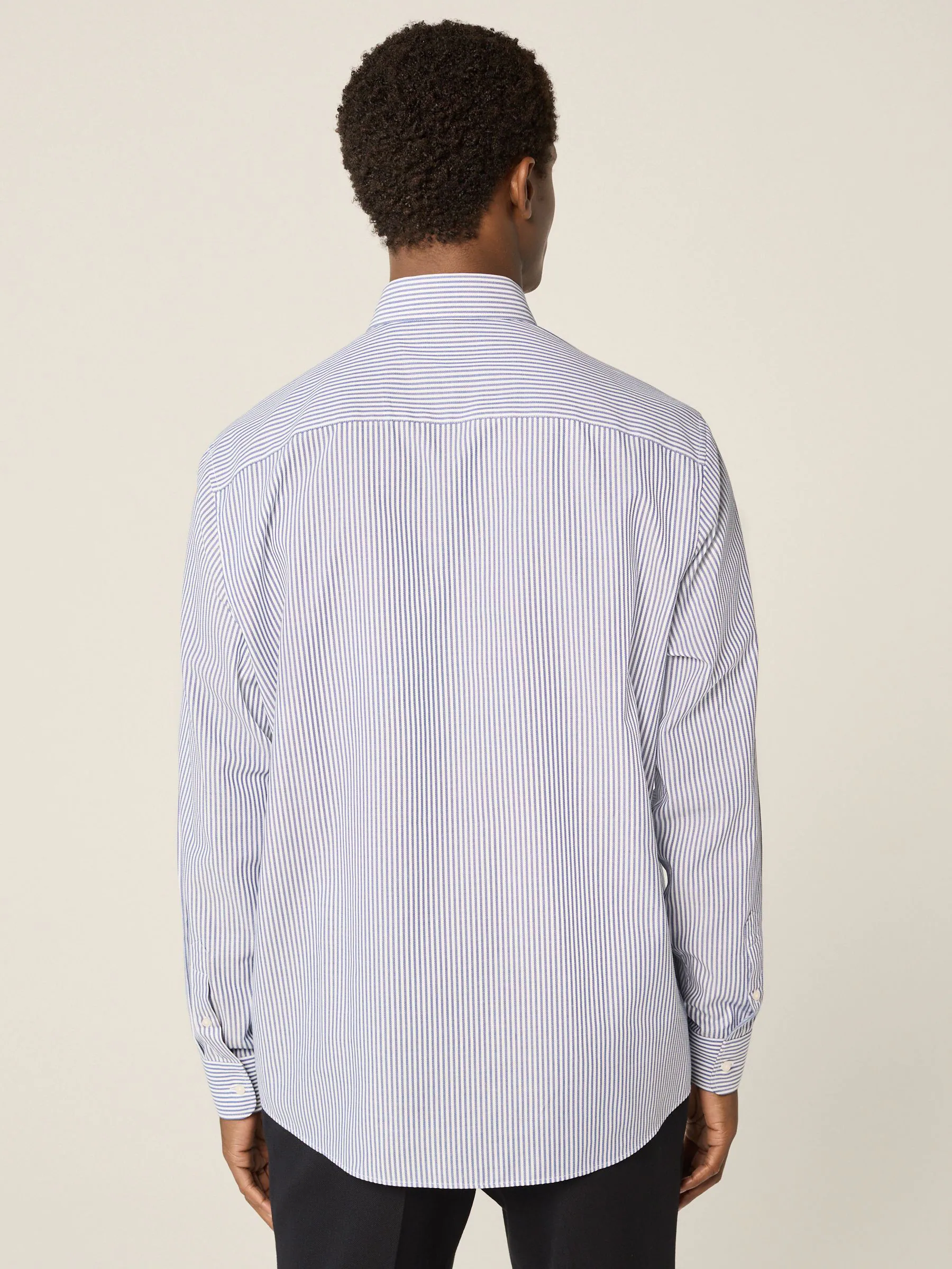 Blauw Bengaals - Strijkvrij Oxford overhemd met knopen