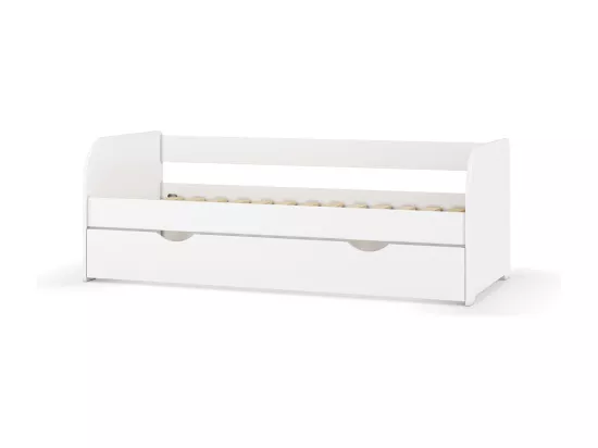 Pack lit banquette Gigogne avec matelas 80x200 cm bois massif blanc EZRA