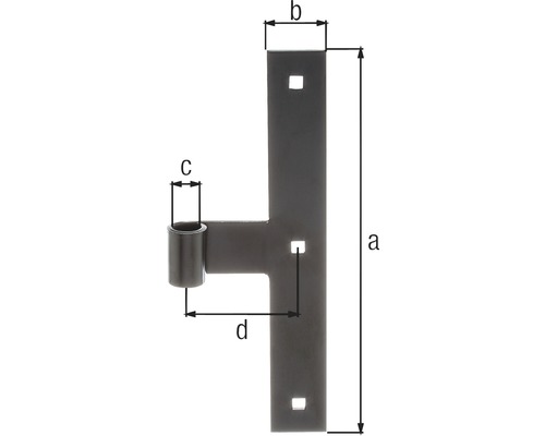Raamluik middenscharnier, recht 250 x Ø 14 mm